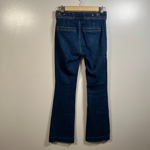 Pilcro Anthropologie High Rise Trouser Bootcut Jeans Size 25 Dark Wash Blue - Picture 2 of 10